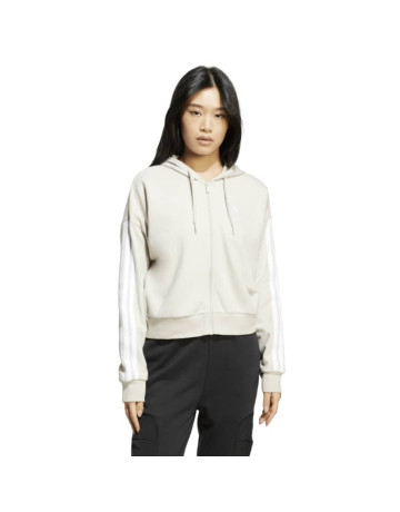 Adidas Essentials 3-Stripes French Terry Full-Zip Hoodie "Beige"
