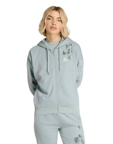 Adidas ESSENTIALS 3-STRIPES FRENCH TERRY FULL ZIP HOODIE  "Green"