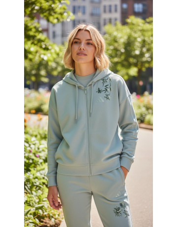 Adidas ESSENTIALS 3-STRIPES FRENCH TERRY FULL ZIP HOODIE  "Green"