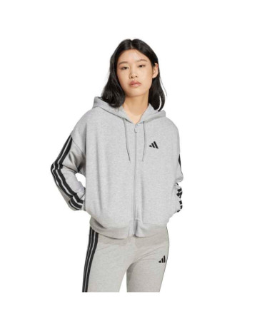 Adidas Essentials 3-Stripes French Terry Full-Zip Hoodie "Grey"