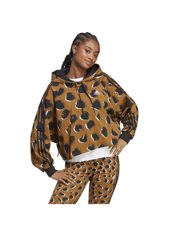Adidas Essentials Animal Print 3-Stripe Hoodie