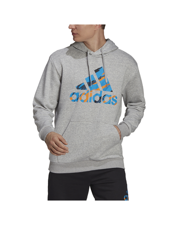 Adidas Essentials Fleece Camo-Print Hoodie "Medium Grey"