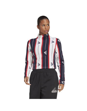 Adidas Essentials Pin Stripe Allover Drucken Langarm-Top