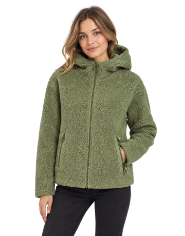 Campagnolo Women's faux fur Hooded Jacket "Green Tea"