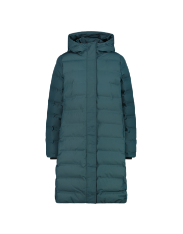 Campagnolo Women's long padded down jacket with hood "Trek Green"