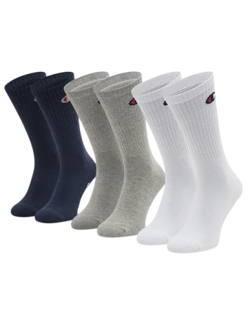 Champion 3 Pack Crew C Logo Socks "Navy-White-Grey"