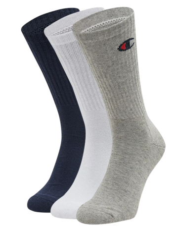 Champion 3 Pack Crew C Logo Socks "Navy-White-Grey"