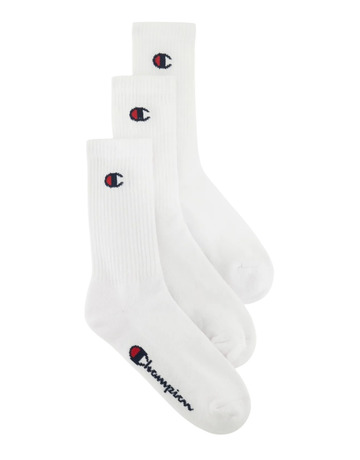 Champion 3 Pack Crew C Logo Socks "White"