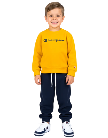 Champion Baby Crewneck Fleece Sweatsuit Icons "Mustard Yellow-Navy"