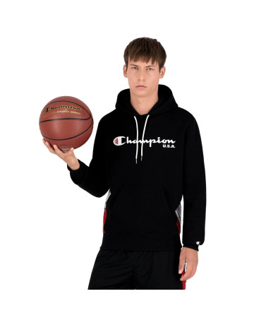 Champion Basketball USA Script Logo Tap Fleece Hoodie "Black"