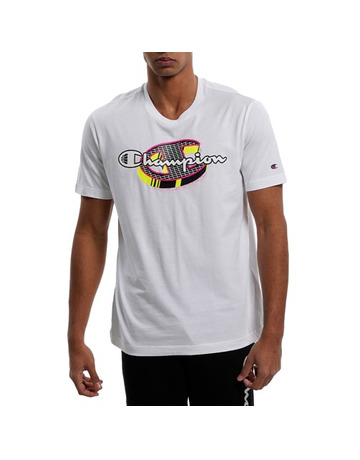 Champion Basketball Legacy Script Logo Spray Neon Tee "Weiß"