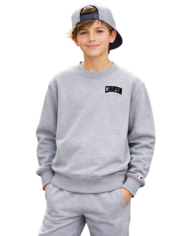Champion Boys’ Crewneck Sweatshirt with Puff Print "Grey"