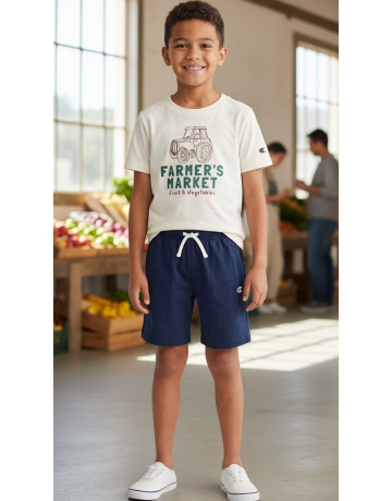 Champion Boys’ T-Shirt and Shorts Set "Cream and Navy"