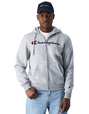 Champion bestickt Big Logo Fleece Full-Zip Hoodie "Light Grey"