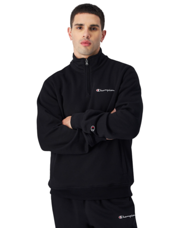 Champion Front Pockets Half-Zip Big Logo Fleece Sweatshirt "Black"