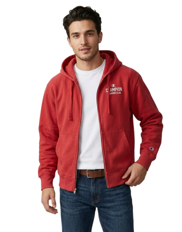 Champion Full Zip Hoodie Sweatshirt "Red"