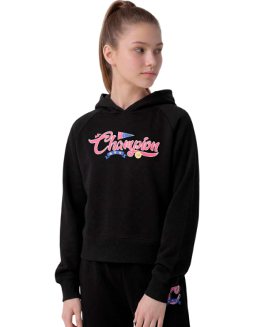 Champion Girls Hooded  Sweatshirt  graphic logo "Black-Pink"
