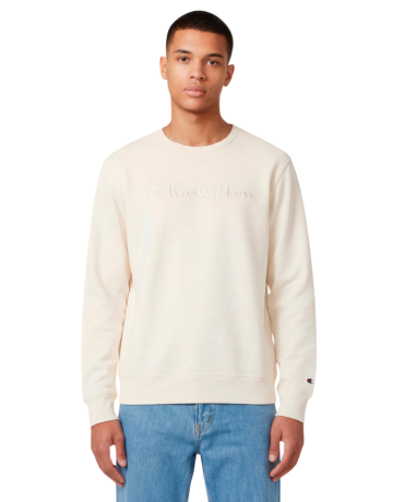 Champion Icons Men’s Lightweight Crewneck Sweatshirt with Tonal Logo "Cream"