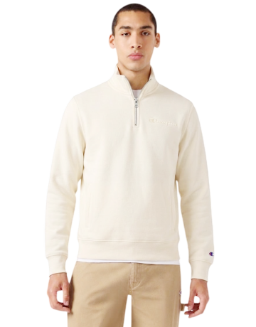 Champion Icons Small Embroidered Logo Half Zip Fleece Sweatshirt "Cream"