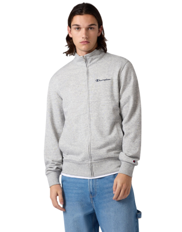 Champion Icons Small Embroidered Logo Hoodie Fleece Full-Zip "Medium Gray"