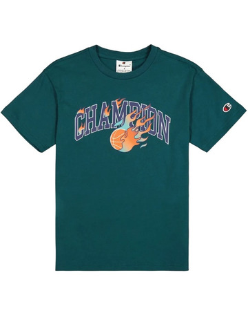 Champion Kids Basketball Flame Logo Crewneck T-shirt "Forest Green"