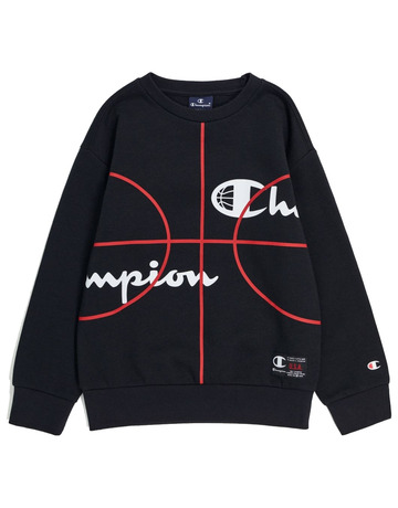Champion Kids Basketball Logo Fleece Sweatshirt "Black"