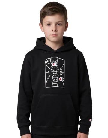 Champion Kids Basketball Maxi Graphic Logo Hoodie "Black"