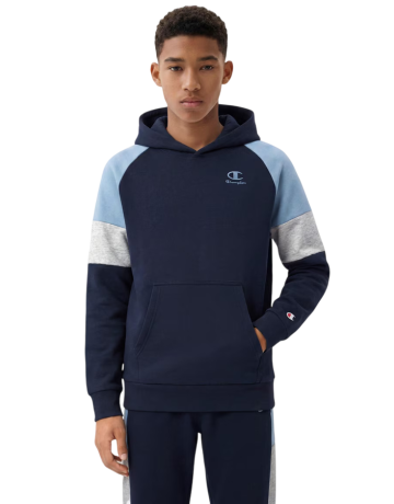 Champion Kids Colour Block Embroidery Logo Pullover Hoodie "Navy-Blue"