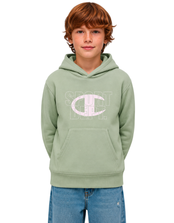 Champion Kids Graphic Logo Powerblend Fleece Hooded "Light Olive Green"