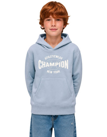 Champion Kids Graphic Logo Powerblend Fleece Hooded "Light Steel Blue"