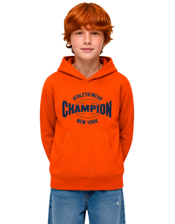 Champion Kids Graphic Logo Powerblend Fleece Hooded "Orange"