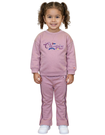 Champion Legacy Baby Girls Logo Crewneck Fleece Sweatsuit "Light terracotta"