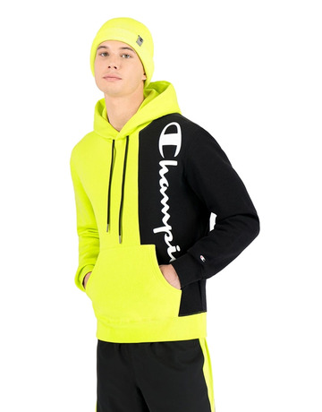 Champion Legacy Spliced Script Logo Druck Hoodie "Yellow"