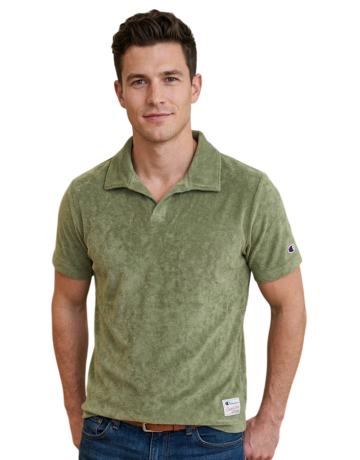 Champion Ocean Side Polo Terry Cloth Garment Wash "Moss Green-Olive"