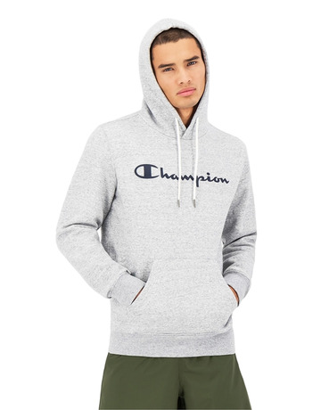 Champion Script Logo Print Cotton Terry Hoodie "Light Grey"