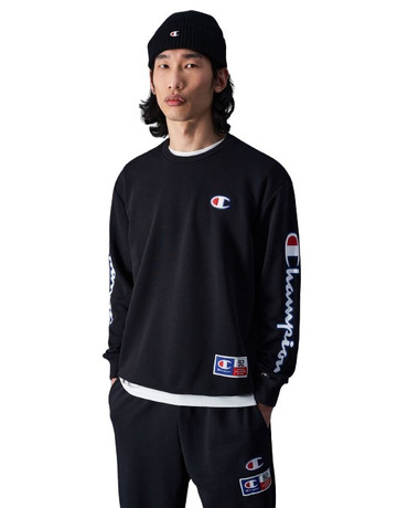 Champion Sport Lifestyle Basketball Crewneck Sweatshirt Logo C "Black"