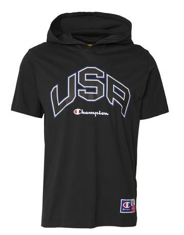 Champion Sport Lifestyle Basketball USA Logo Comfort Fit T-Shirt mit Kapuze "Black"