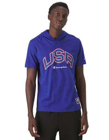 In den Einkaufswagen Champion Sport Lifestyle Basketball USA Logo Comfort Fit T-Shirt mit Kapuze "Nautical Blue" Champion Sport Lifestyle Basketball USA Logo Comfort Fit T-Shirt mit Kapuze "Nautical Blue"
