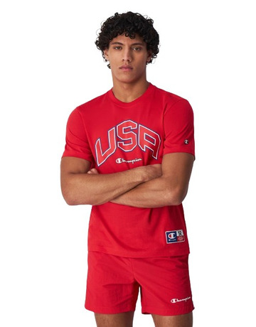 Champion Sport Lifestyle Basketball USA Logo Comfort Fit T-Shirt "Red"