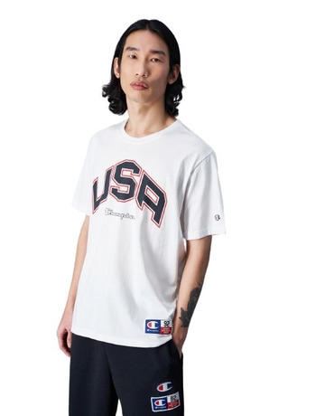 In den Einkaufswagen Champion Sport Lifestyle Basketball USA Logo Comfort Fit T-Shirt "White" Champion Sport Lifestyle Basketball USA Logo Comfort Fit T-Shirt "White"