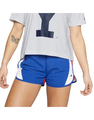 Champion Wmns Legacy Heritage Block Logo Shorts "Blau"