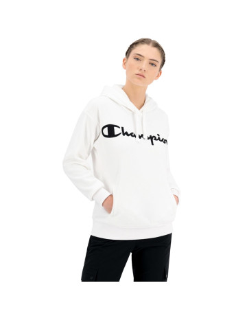 Champion Wn ́s Legacy Script Logo Polar Fleece Hoodie "White"