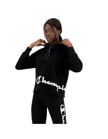 Champion Wn ́s Legacy Script Logo Wraparound Print Boxy Fit Hoodie "Black"