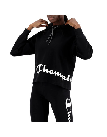 Champion Wn ́s Legacy Script Logo Wraparound Print Boxy Fit Hoodie "Black"
