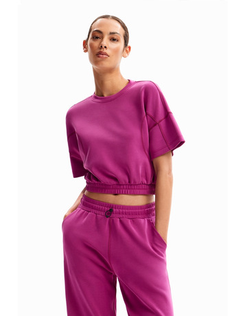 Desigual Baggy Cropped Sport T-Shirt "Blackberry Rose"