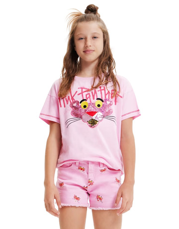 In den Einkaufswagen Desigual Girls Pink Panther Pailletten T-Shirt Desigual Girls Pink Panther Pailletten T-Shirt