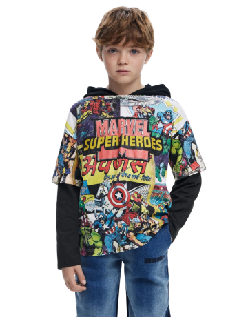 Desigual Marvel™ layering effect t-shirt "black"