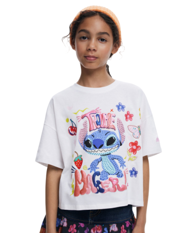 Desigual  Stitch™ 3D Cropped T-Shirt "White"