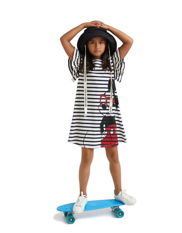Desigual Girls Striped Mickey Maus Kleid