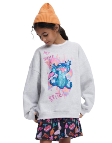 DESIGUAL SWEAT MY NAME STITICH  "GREY GLITTER"